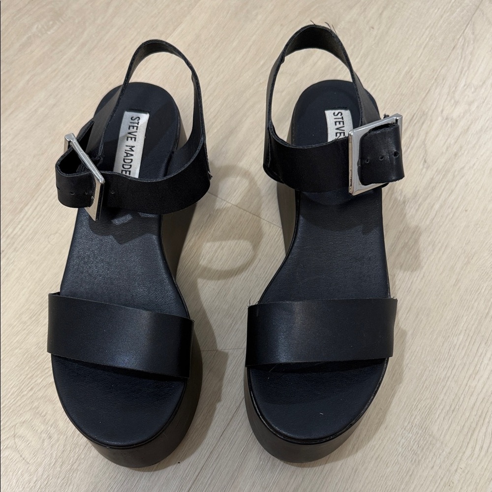 Steve Madden Black Platform Sandals